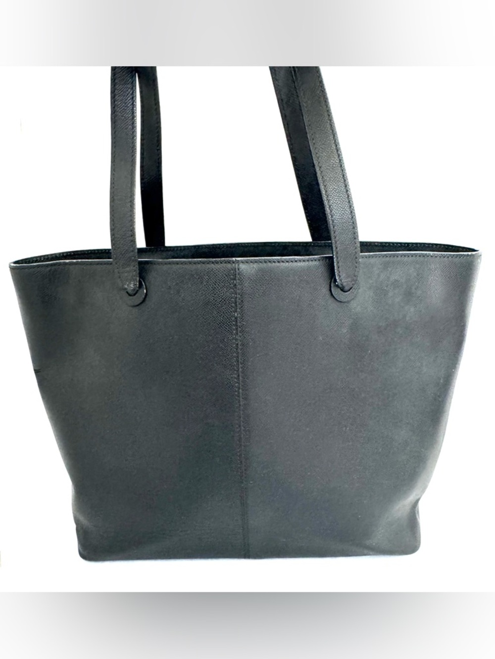 CHANEL Vintage Black Textured Saffiano-style Leather Tote Shopper Bag Italy - Picture 15 of 16